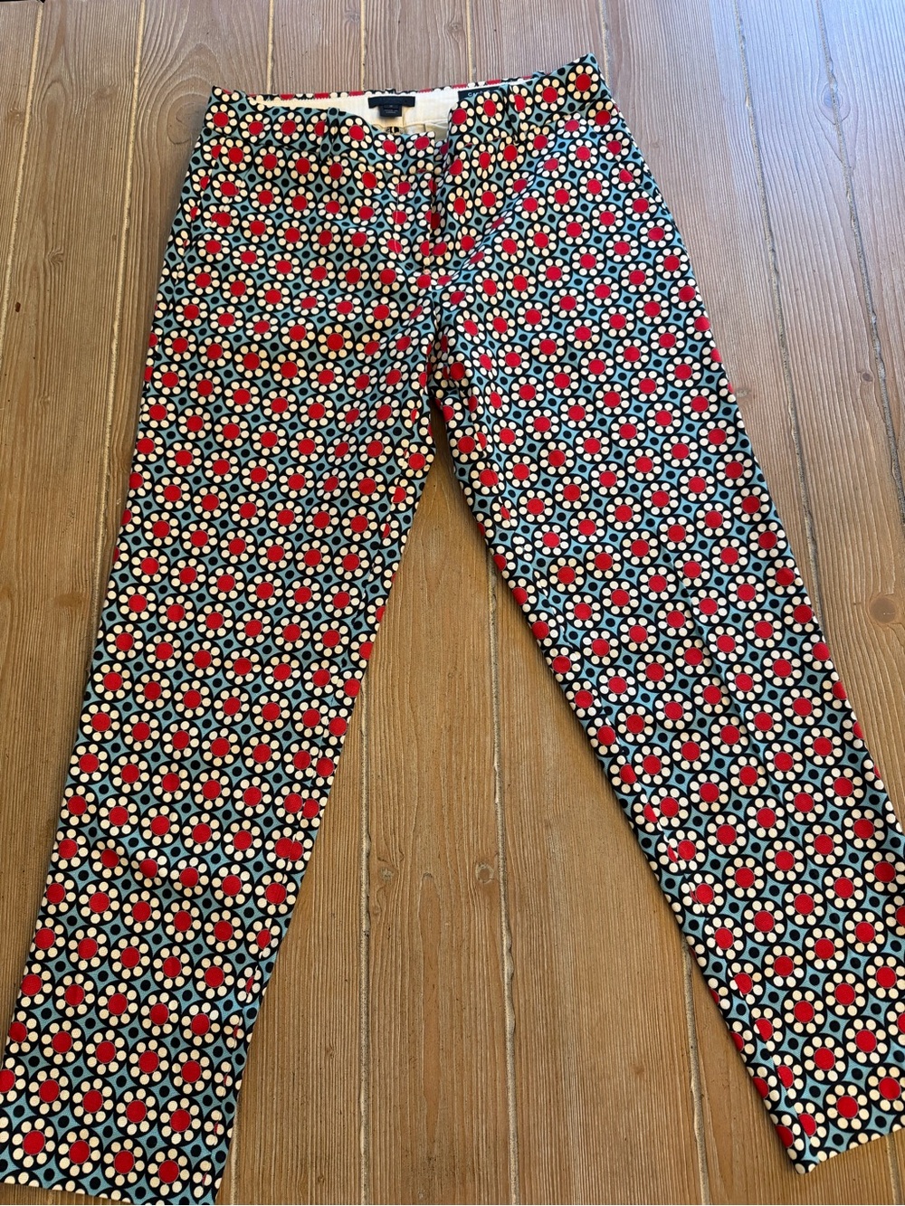 Women’s J Crew Cafe Capri Kaleidoscope Dot Pants- Size 0